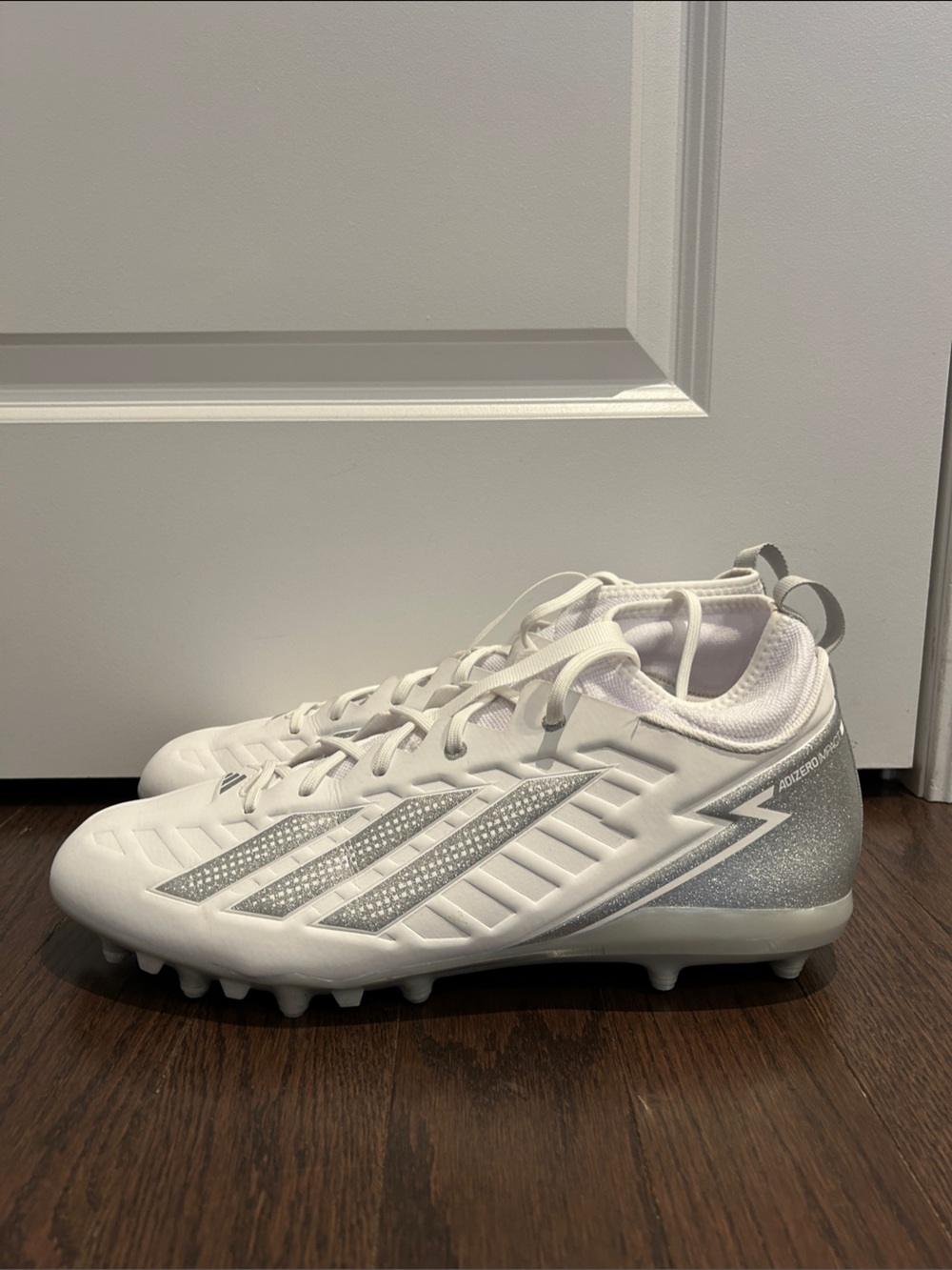 Adidas Adults White and Silver Soccer Cleats Size 15 US